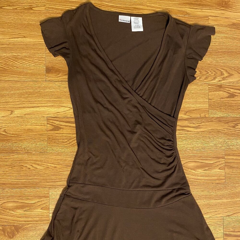 no boundaries women's juniors brown dress top size small 3/5